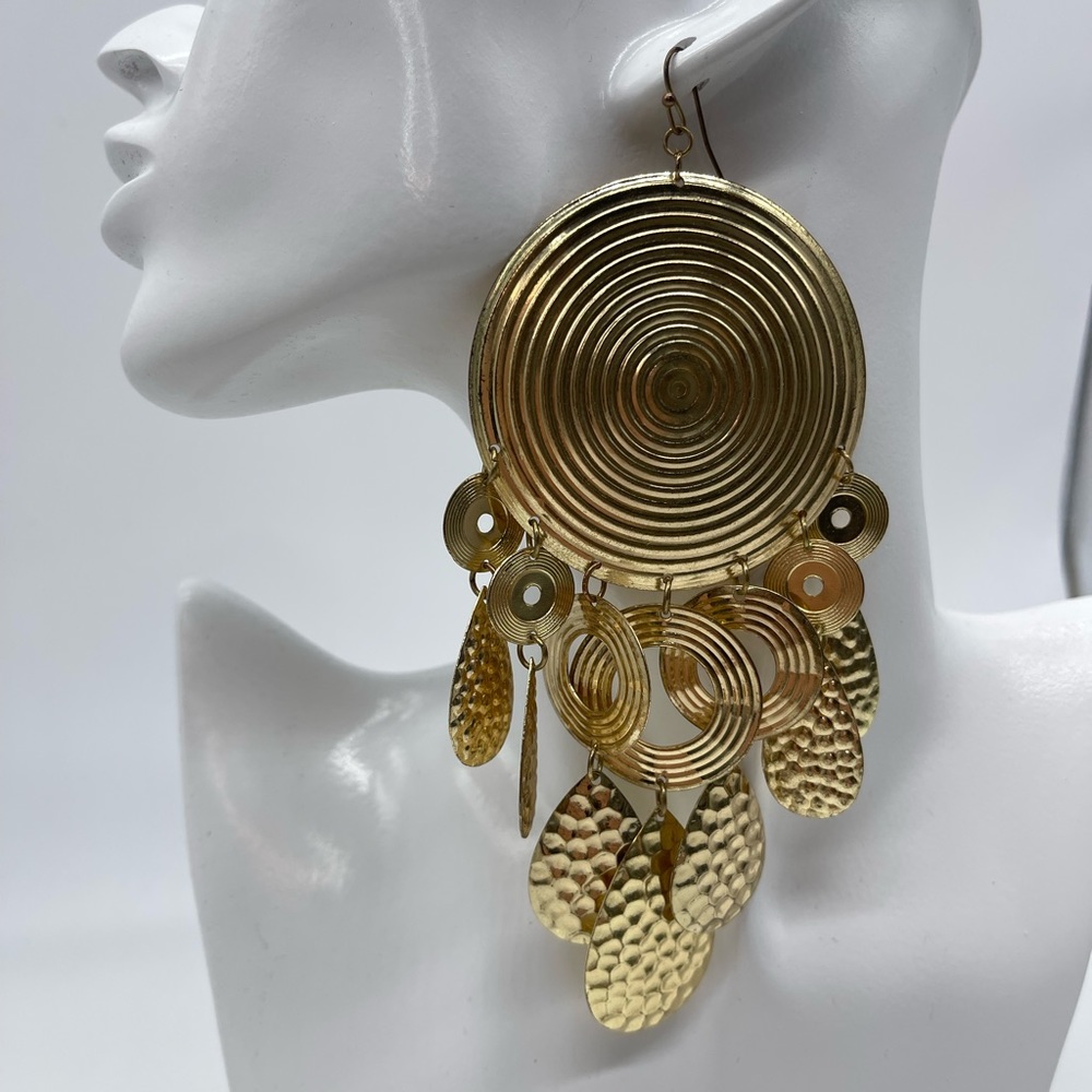 Oversized Round Shape Art Deco Statement Earrings… - image 5